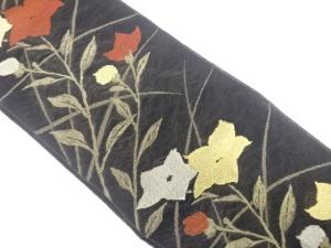 紗　桔梗模様織り出し　袋帯